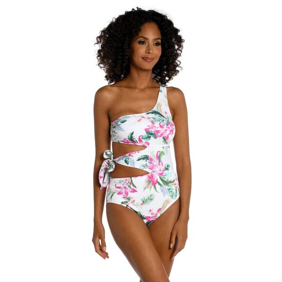 La Blanca Women's Mystic Palms Cutout One Shoulder One Piece Swimsuit SZ XL NWT - Picture 1 of 16